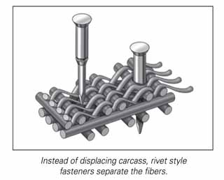 Rivet Fasteners in Belt Carcass